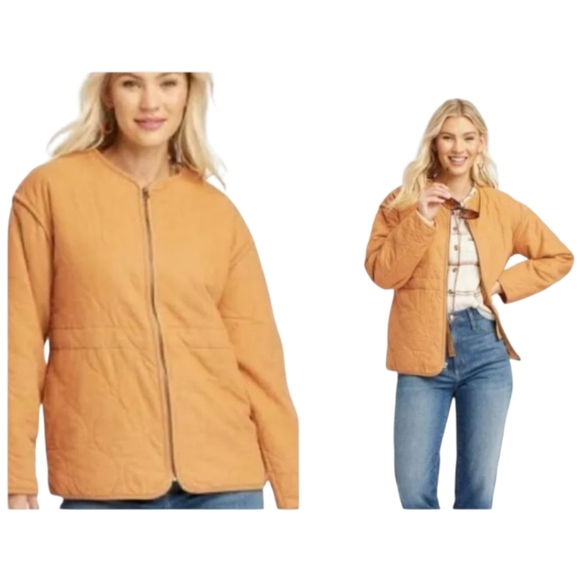 Universal Thread Mustard Yellow Cotton Quilted Lightweight Corduroy Jacket L - Picture 1 of 15